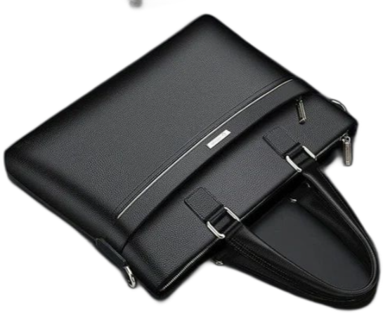 Hausta black leather briefcase bag