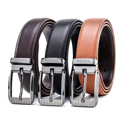 Hausta leather belts in brown, black and tan